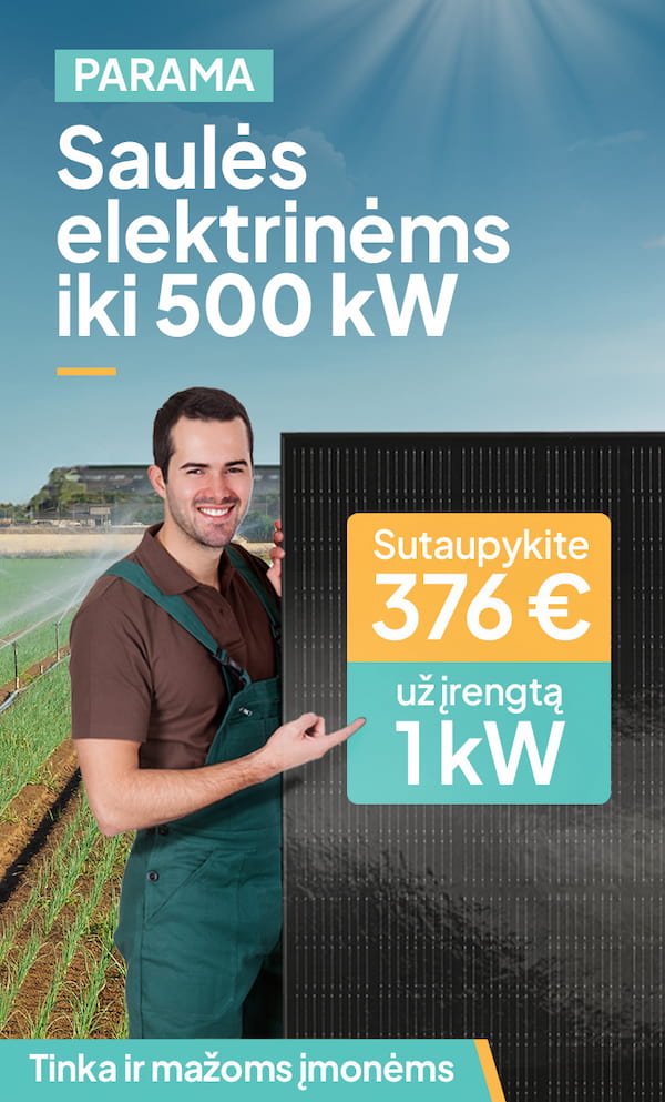 LEA parama saulės jėgainėms iki 500 kW